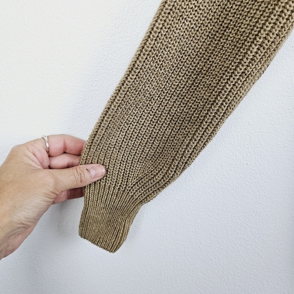 Loft #592073 Tipped Boyfriend Sweater Cardigan NWT Tan/Brown and Cream, size XS - Picture 8 of 11